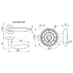 Дверная ручка FANTASIA RM SN/CP-3