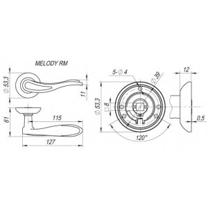 Дверная ручка MELODY RM AB/GP-7