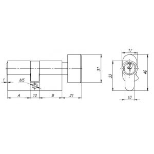 Цилиндровый механизм с вертушкой AX102/60 mm (25+10+25) CP хром 5 кл.