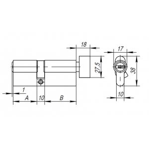 Цилиндровый механизм с вертушкой AX202/90 mm (40+10+40) CP хром 5 кл.