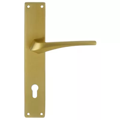 Дверная ручка Extreza Hi-Tech "GIRA" (Гира) 108 на планке PL13 матовая латунь PVD F08 под цилиндровый механизм CYL