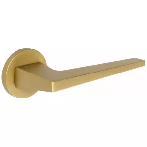 Дверная ручка Hi-tech Slim ALIOT 129 на круглой розетке R16 матовая латунь F02