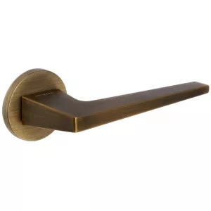 Дверная ручка Hi-tech Slim ALIOT 129 на круглой розетке R16 матовая бронза F03