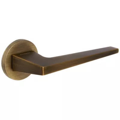 Дверная ручка Extreza Hi-tech Slim ALIOT 129 на круглой розетке R16 матовая бронза F03