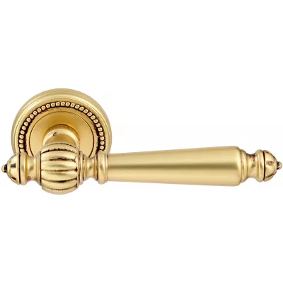 Дверная ручка Extreza DANIEL (Даниел) 308 на розетке R03 французское золото + коричневый F59