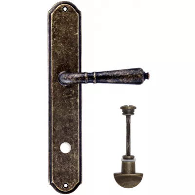 Дверная ручка Extreza PETRA (Петра) 304 на планке PL01 античная бронза F23 сантехническая завертка WC