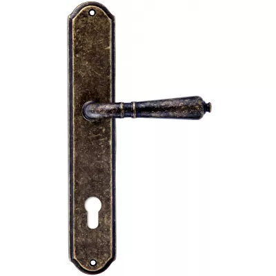 Дверная ручка Extreza PETRA (Петра) 304 на планке PL01 античная бронза F23 под цилиндровый механизм CYL