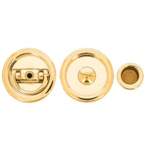 Ручка купе для раздвижной двери Hi-tech P410 на круглом основании, цвет полированная латунь F01