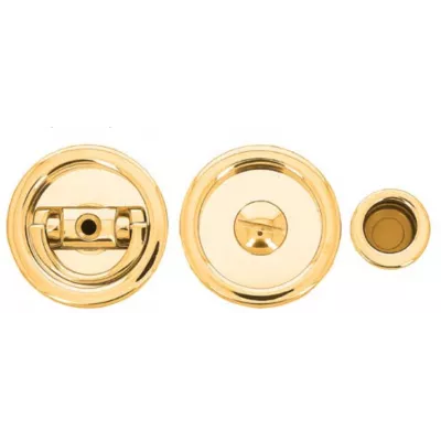 Ручка купе для раздвижной двери Extreza Hi-tech P410 на круглом основании, цвет полированная латунь F01