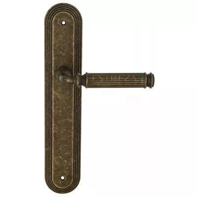 Дверная ручка Extreza BENITO (Бенито) 307 на планке PL05 античная бронза F23 без доп. запирания PASS