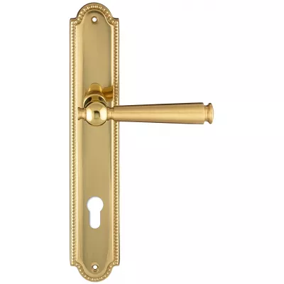 Дверная ручка Extreza ANNET 329 на планке PL03 матовая латунь F02 / полированная латунь F01 под цилиндровый механизм CYL