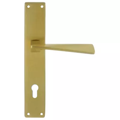 Дверная ручка на планке Extreza Hi-Tech "DIA" 118 PL13-CYL-85 матовая латунь PVD F08