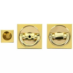 Ручка купе для раздвижной двери Hi-tech P411 на квадратном основании, цвет полированная латунь F01