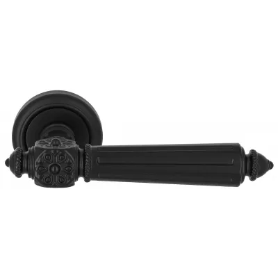 Дверная ручка Extreza LEON (Леон) 303 на розетке R01 черный матовый F22