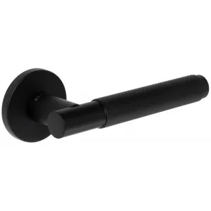 Дверная ручка Hi-tech Slim TUBA 126 на круглой розетке R16 черный F22