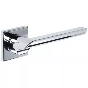 Дверная ручка Hi-tech SANTA 128 на квадратной розетке R15 полированный хром F04