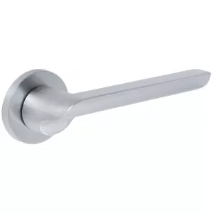 Дверная ручка Hi-tech SANTA 128 на круглой розетке R16 матовый хром F05