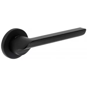 Дверная ручка Hi-tech SANTA 128 на круглой розетке R16 черный F22