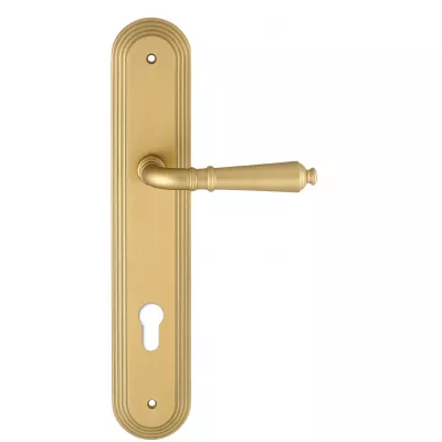 Дверная ручка Extreza PETRA (Петра) 304 на планке PL05 матовая латунь F02 под цилиндровый механизм CYL