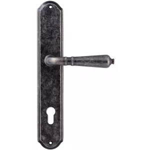 Дверная ручка PETRA (Петра) 304 на планке PL01 античное серебро F45 под цилиндровый механизм CYL