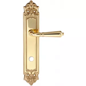 Дверная ручка PETRA (Петра) 304 на планке PL02 WC полированная латунь F01