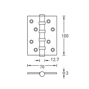 Универсальная петля врезная латунная A010-C 100X70X3-4BB-1BL (Матовый черный)