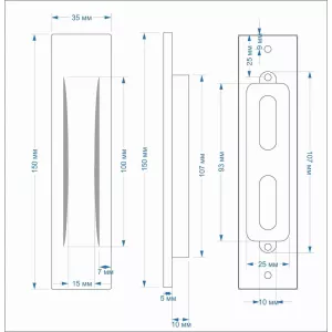 Ручки-купе для раздвижных дверей прямоугольные SDH-03 GR (графит, комплект 2 шт.)