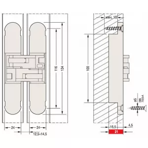 Петли скрытого монтажа SILLUR S-130 кофе