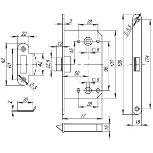 Защелка бесшумная многофункциональная Morelli 1895P BL, цвет - черный