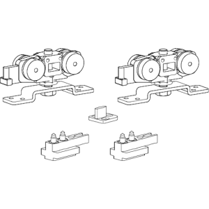 Комплект SLIDING SYNCRO для двустворчатой синхронной двери, вес до 60 кг, обычный стопор, потолочное крепление.