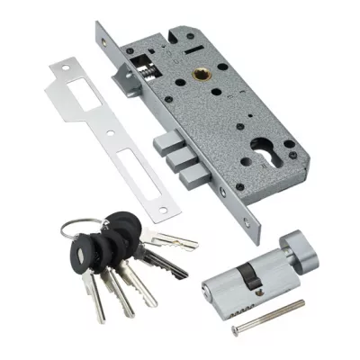 Замок врезной с секретным двухрядным цилиндром ADDEN BAU  LOCK 4585 5-60B D CHROME Хром, ключ-вертушка, английский ключ