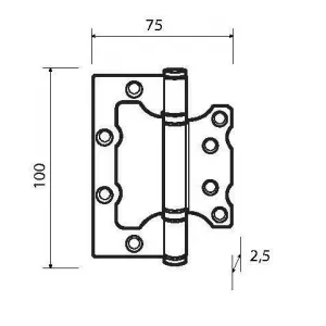 Петля дверная универсальная без врезки с двумя подшипниками ADDEN BAU. 100X75X2.5 BUT POLISH GOLD (цвет БЛЕСТЯЩЕЕ ЗОЛОТО)