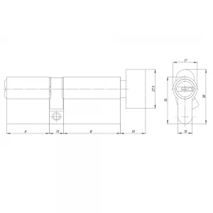 Цилиндровый механизм AZ202/60 mm (25+10+25) CP хром 5 кл.