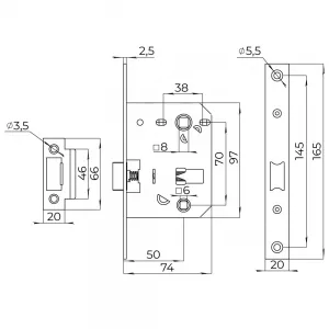 Защелка врезная PLASTLP72-50 (LP72-50) BL черный