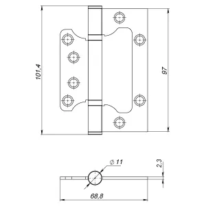 Петля универсальная без врезки IN4000W BL (100/P-2B 100x2,3) черный