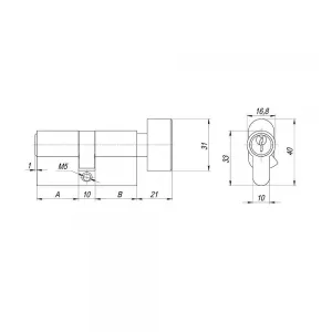 Цилиндровый механизм (AX102/60) AX1002Knob60 (25+10+25)/HD CP хром 4Key с вертушкой