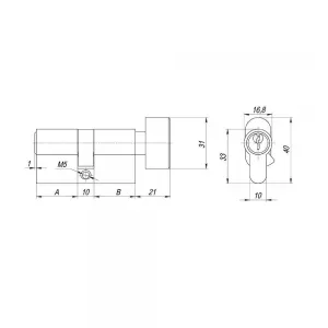 Цилиндровый механизм (AX102/70) AX1002Knob70 (30+10+30)/HD CP хром 4Key с вертушкой