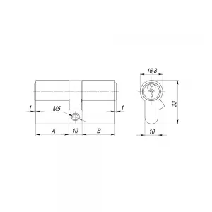 Цилиндровый механизм (AX100/60) AX1000Key60 (25+10+25)/HD AB бронза 4Key