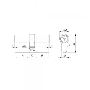 Цилиндровый механизм (AX100/70) AX1000Key70 (30+10+30)/HD AB бронза 4Key