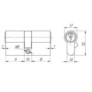 Цилиндровый механизм AX100/80 mm (35+10+35) CP хром 5 кл.