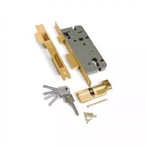 Замки врезные с защелкой (а=85мм, 1 плоский ригель, английский ключ) ARCHIE ключ-вертушка L03-45-70 TR B, Латунь