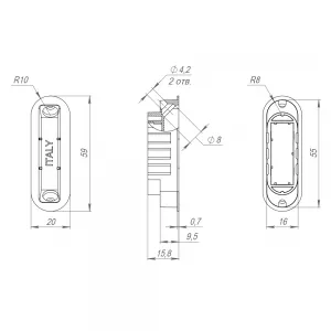 Магнитная защелка WC с ответной планкой GRAVITY G01.190.50.96 SN матовый никель