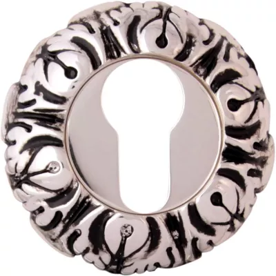 Ручки на розетке CLASS Накладка Cyl NEW 60 мм Серебро 925 + черный