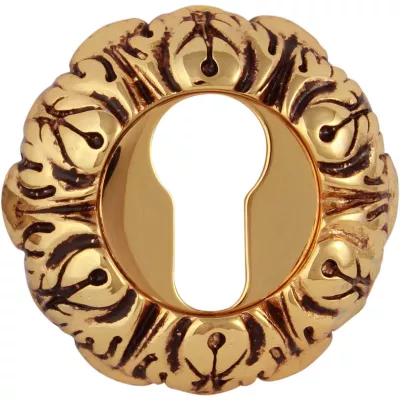 Ручки на розетке CLASS Накладка Cyl NEW 60 мм Золото 24К + коричневый