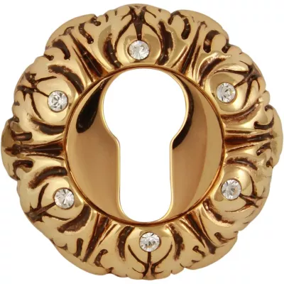 Ручки на розетке CLASS Накладка Cyl NEW 60 мм Золото 24К + коричневый + 6S