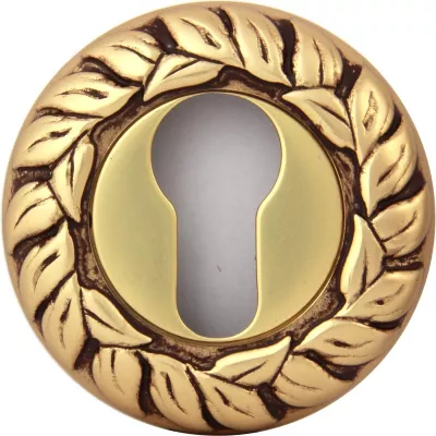 Ручки на розетке CLASS Накладка Cyl 60Rose  мм Старинная латунь + коричневый