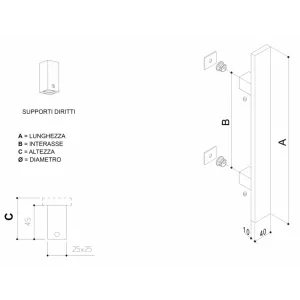 Дверная ручка скоба Hi-Tech 8460-80 (высота 800 мм, межос. 600 мм) черный F22