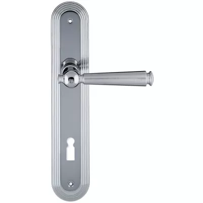 Дверная ручка Extreza ANNET 329 на планке PL05 матовый хром F05 / полированный хром F04 под кабинетный ключ KEY