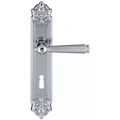 Дверная ручка Extreza ANNET 329 на планке PL02 матовый хром F05 / полированный хром F04 под кабинетный ключ KEY