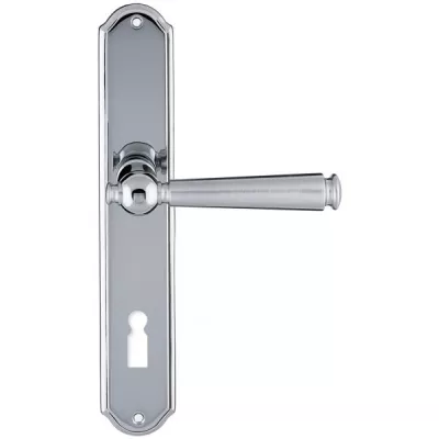 Дверная ручка Extreza ANNET 329 на планке PL01 матовый хром F05 / полированный хром F04 под кабинетный ключ KEY